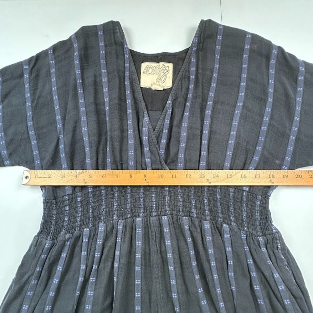 Ace & Jig Dress Womens 1X Black Blue V Neck Midi Comfort Boho Minimalist Indie - Picture 10 of 14